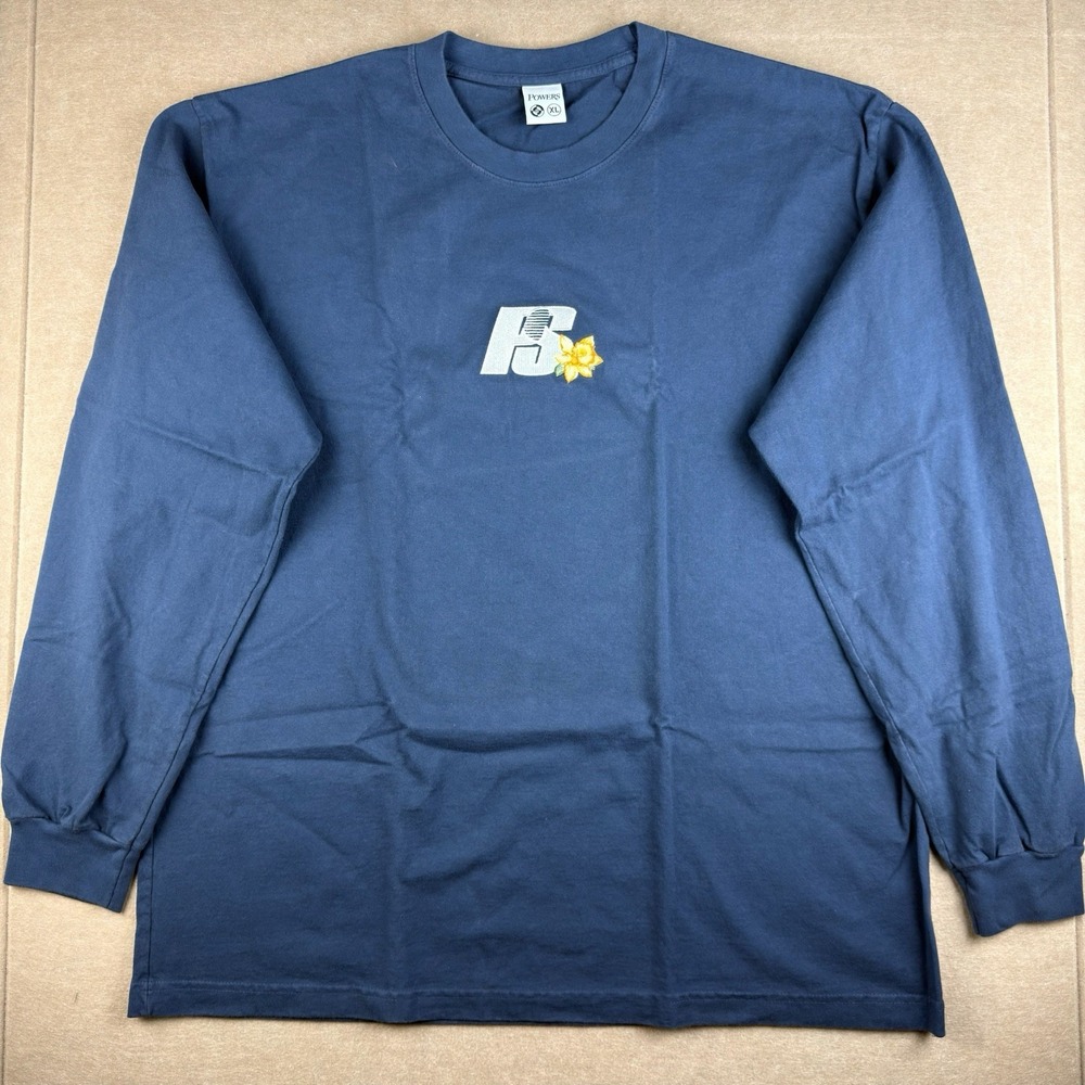 Powers Supply Shirt Men XL Navy‎ Blue Long Sleeves PS Graphic Logo Made in USA